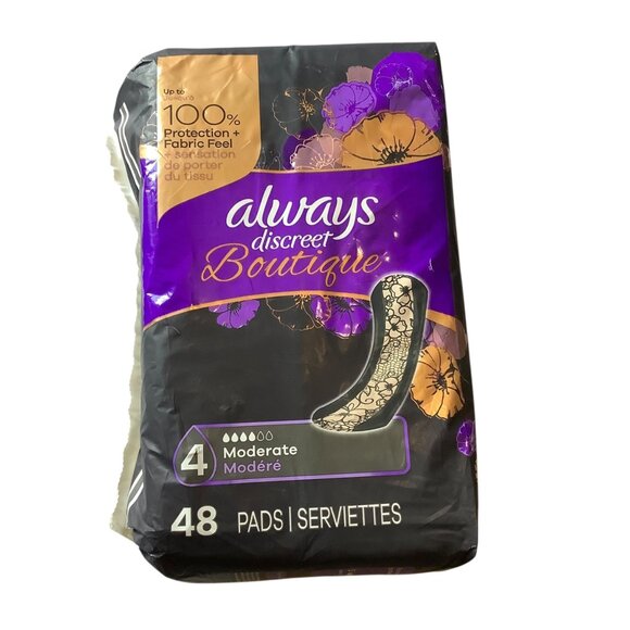 Always Discreet Boutique Moderate Incontinence Pads 48 Count NEW - Picture 1 of 5